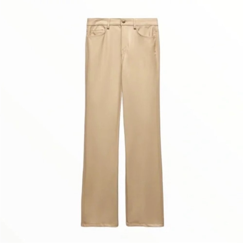 Zara Tan Leather Pants - Picture 3 of 11